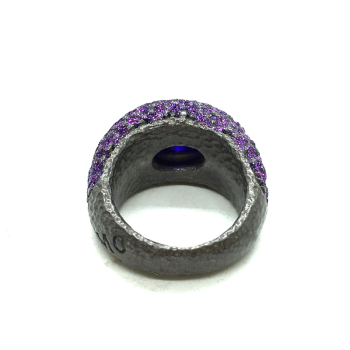 KMO ring silber, cabochon, amethyst, von innen