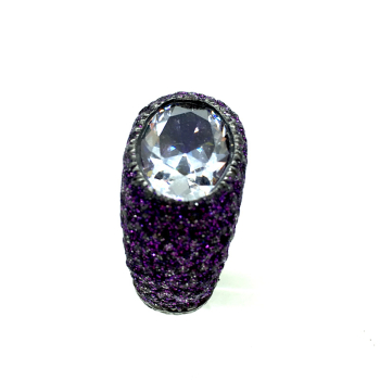 KMO ring silber, cabochon, amethyst, von oben