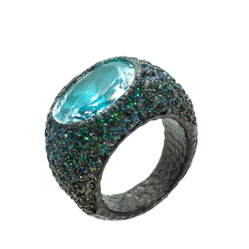 KMO ring Madonna silber, cabochon, grün, Kamelite grün, top