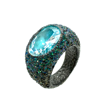 KMO ring Madonna silber, cabochon, grün, Kamelite grün