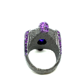 Kmo ring Da Vinci amethyst, facettierter Stein, Rückseite