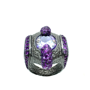 Kmo ring Da Vinci amethyst, facettierter Stein