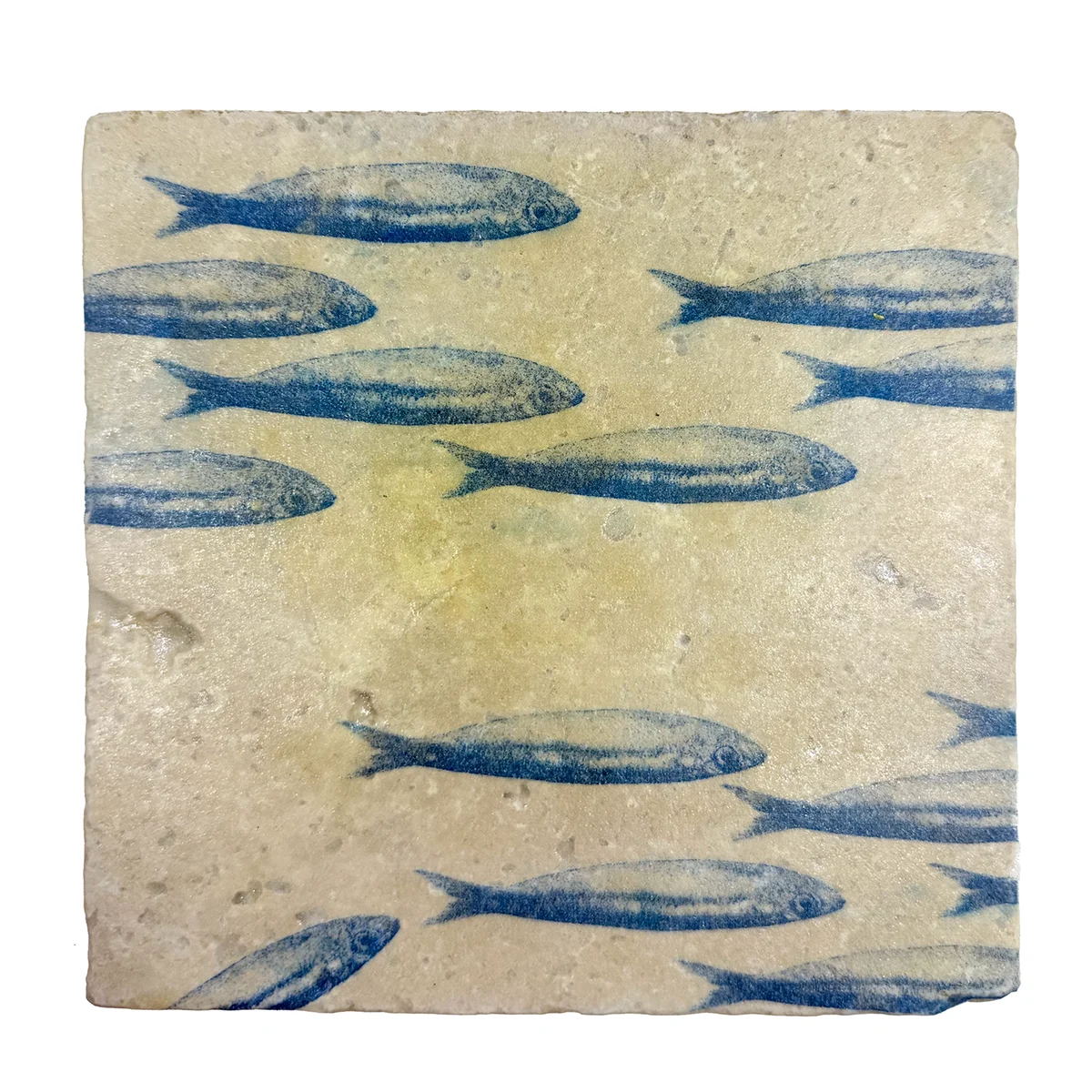 Travertin Untersetzer Banc de Sardines 20 x 20 cm von Trixi Gronau