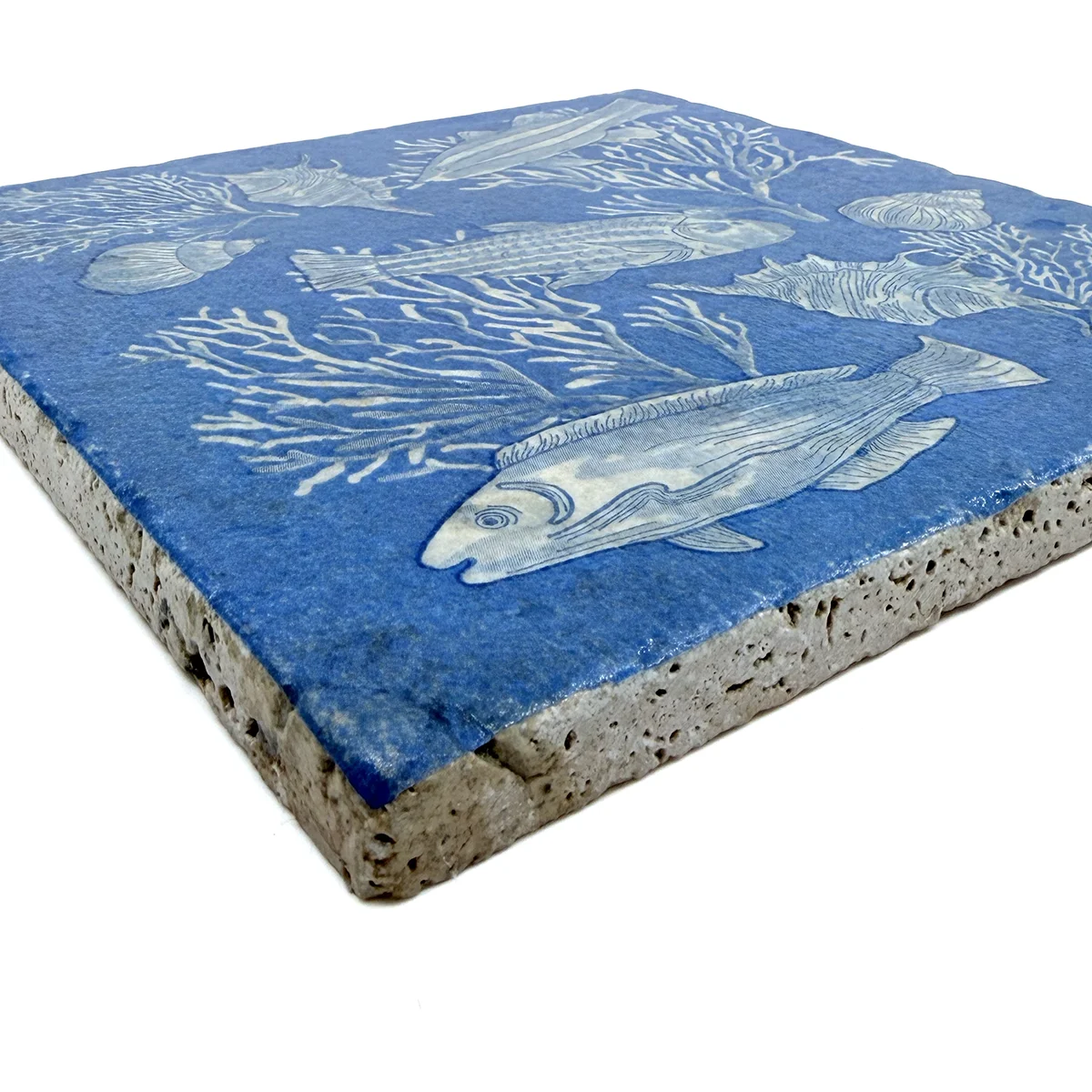 Preview: Travertine Coaster Fond Marin Seabed 20 x 20 cm by Trixi Gronau, detail