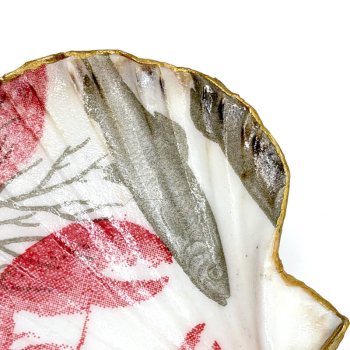 Preview: Objekt Muschelschale Jakobschmuschl bedruckt mit Lobster Rand vergoldet, detail vergoldung