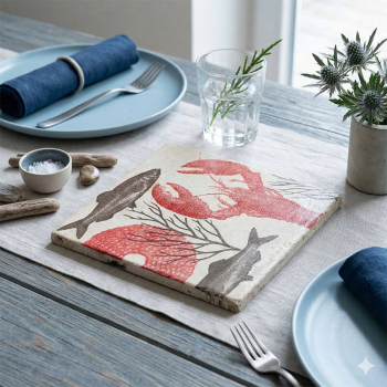 Preview: Travertin Untersetzer Lobster 20x20cm style