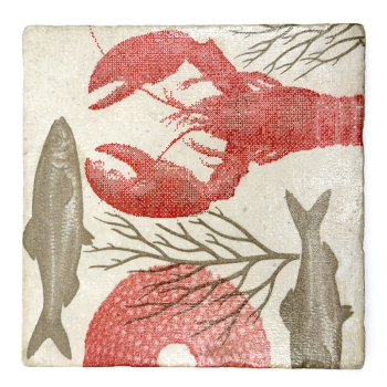 Travertin Untersetzer Lobster 20x20cm