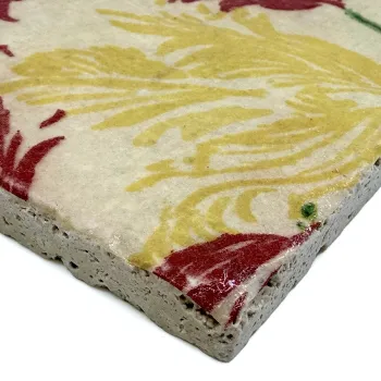 Preview: Travertin Untersetzer Tulipe 15 x 15 cm von Trixi Gronau, detail