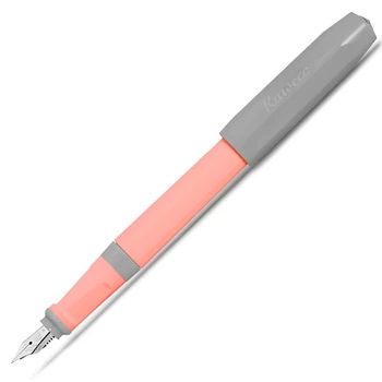 Kaweco PERKEO Cotton Candy Füllfederhalter M in Rosa und Grau mit sichtbarer Stahlfeder, vollständige Produktansicht