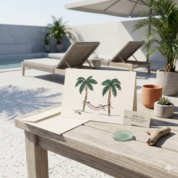 Preview: Kera TillGrusskarte, Unter Palmen mit Briefumschlag, style