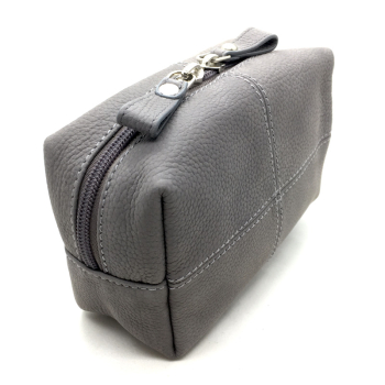 Knight and Roses Kosmetiktasche mit Zipp, Nicholas, Nubukleder grau
