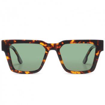 Komono Sunglasses Bob, tortoise optic, solid dark green lenses, front view