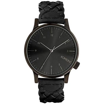 Komono wrist watch winston woven all black, front