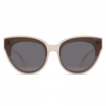 Komono Sonnenbrille Olivia schwarzer Edelstahl Rahmen, rauchgrau getönte Gläser, cat-Eye, Front