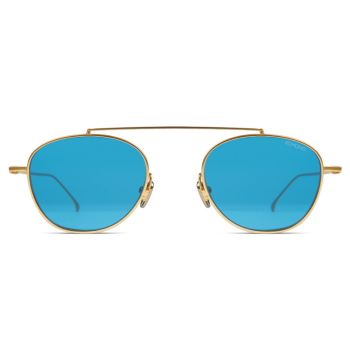 Komono Sonnenbrille Olivia schwarzer Edelstahl Rahmen, rauchgrau getönte Gläser, cat-Eye, Front