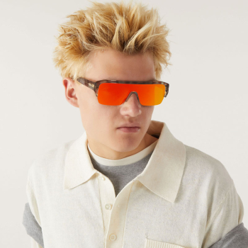 Komono Sonnenbrille Aksel blue leopard, orange verspiegelte Gläser, style