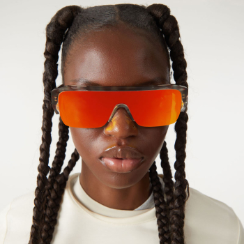 Preview: Komono Sunglasses Aksel BLue Leopard, Frame multicolor, Lens Orange Mirror, style