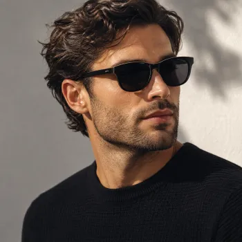 Preview: Komono Sunglasses Luca, solid smoked lenses, acetate black forest, black, cream, style
