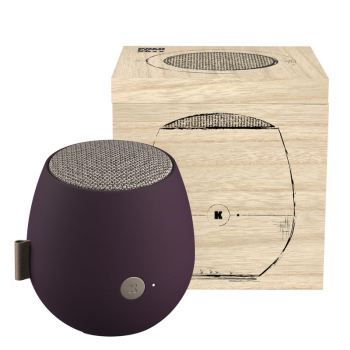 Kreafunk kabelloser Lautsprecher, aJazz, plum aubergine, mit Holz Geschenkverpackung