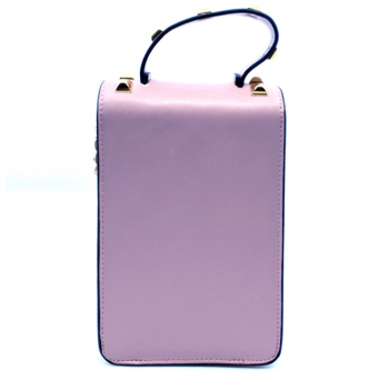 Mini Tasche Sakari Leder rosa, Nieten gold, Goldkette, Rückseite