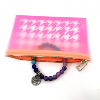 Lightree Pouch S, Houndstoothneon pink, Hahnentrittmuster pink, Zipp Verschluss, Rueckseite