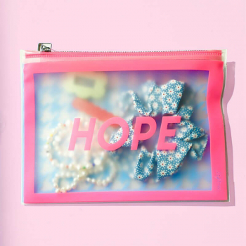 Lightree Pouch Hope, neon pink, Hahnentrittmuster blau, Zipp Verschluss, style