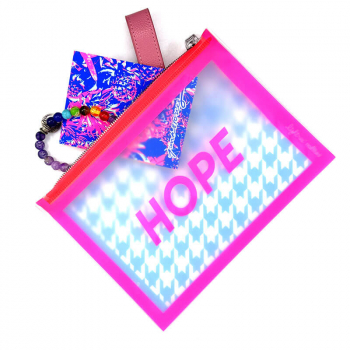 Lightree Pouch Hope, neon pink, Hahnentrittmuster blau, Zipp Verschluss