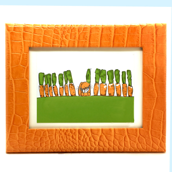 Bilderrahmen leder, Krokoprägung, orange