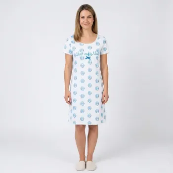 Preview: Louis&Louisa, Nachthemd, Lust auf Meer Druck Muscheln blau allover,style 2