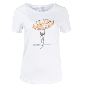 Louis & Louisa, T-Shirt, Sonnenschirm, weiss-gelb, 3/4 Arm