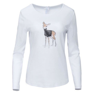 Louis & Louisa, T-Shirt, Bambi Druck, weiß, Langarm