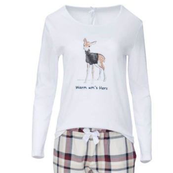 Preview: Louis & Louisa, T-Shirt, Bambi Druck, weiß, Langarm, style