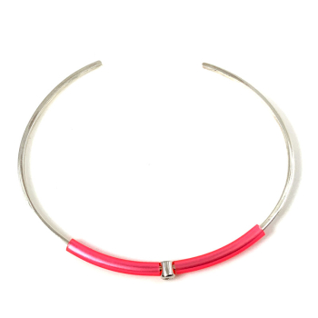 My First Diamond zarte Armreif, Silikon pink, Diamand, silber, oben Ansicht