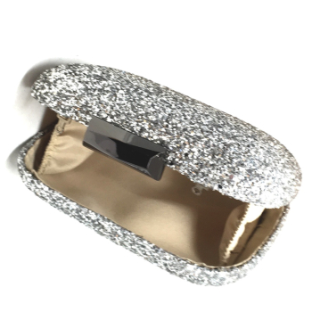 Box Clutch, Glow, silber, offen