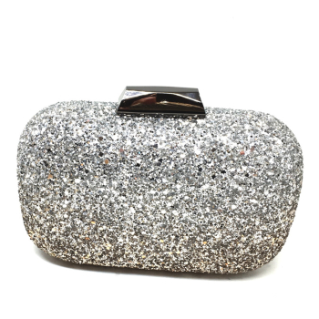 Box Clutch, Glow, silber, closed