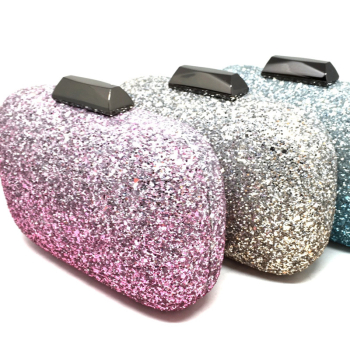 Box Clutch Glow, Glitter, türkis verlaufend, seitlich