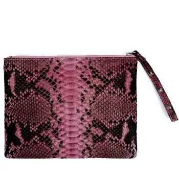 Preview: Clutch, Diane Schlangenleder rosa, Rückseite