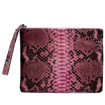 Clutch, Diane Schlangenleder rosa, Frontansicht