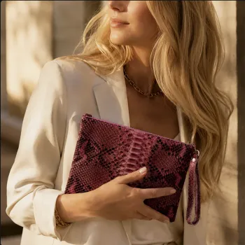 Preview: Clutch, Diane Schlangenleder rosa , style