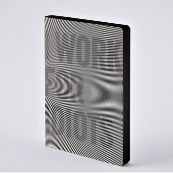 Nuuna, Notizbuch, A5, I WORK FOR IDIOTS,Flex-Cover aus recyceltem Leder, schwarz-weiss, Front