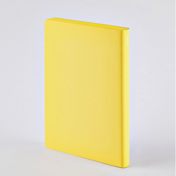 Nuuna, Notebook, Flex cover from recyceltem leather doted pages, yellow-pink-white, print have a nice idea, back side