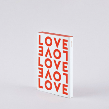 Nuuna, Notizbuch, Flex-Cover aus recyceltem Leder Seiten minidots, rot und weiss, Love Motiv