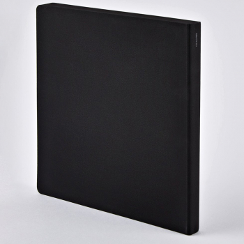 Nuuna •  Sketchbook Square Bang, XL black, buckrams soft cover, silk screen printing black, black coloured edges, back