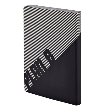 Nuuna, Notebook, Flex cover from recyceltem leather doted pages , black& white, print The Master Plan, back