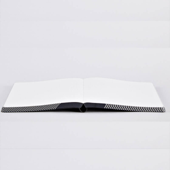 Nuuna, Notebook, Flex cover from recyceltem leather doted pages , black& white, print The Master Plan, open