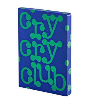 Nuuna, Notizbuch,Flex-Cover aus recyceltem Leder, Seiten Punktraster, Cry Cry Club, bedruckt blau-gruen
