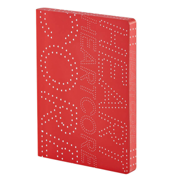 Nuuna, Notebook, Flex cover from recyceltem leather doted pages, blue-white-red-white Heart Core