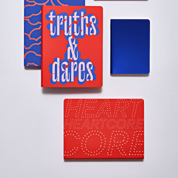 Preview: Nuuna, Notebook, Flex cover from recyceltem leather doted pages, blue-white-red-white Heart Core, style