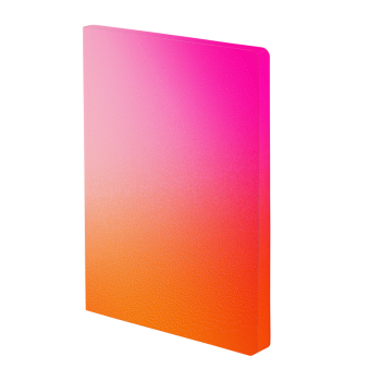 Nuuna, Notizbuch, Burn, Flex-Cover aus recyceltem Leder Seiten minidots, Print pink -orange verlaufend Burnt, front