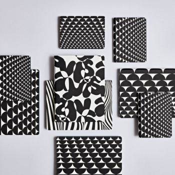 Nuuna, Notebook, Flex cover from recyceltem leather doted pages, black& white, VIS A VIS, style